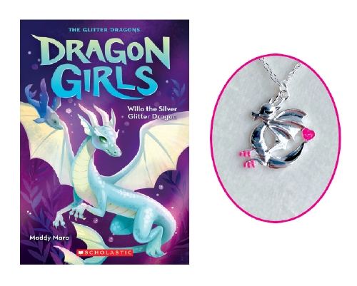 Willa the Silver Glitter Dragon #2 with Necklace