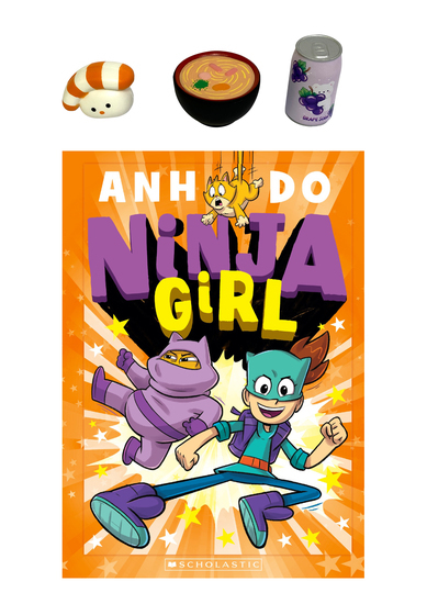 Ninja Girl #1 with ramen, sushi, grape soda squishy