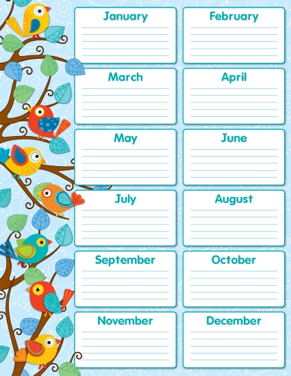 The Store - BOHO BIRDS BIRTHDAY CHART - Stationery - The Store