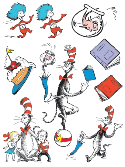 Product: Cat in the Hat Characters Window Cling - Teacher Resource ...