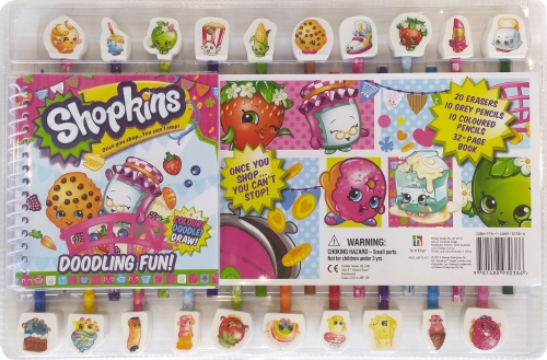 SHOPKINS 20 PENCIL & ERASER SE