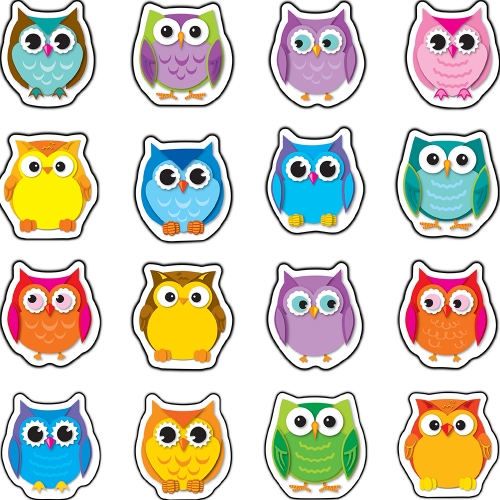 Product: COLOURFUL OWLS MINI CUT-OUTS - Teacher Resource - School ...