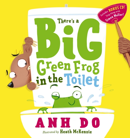 BIG GREEN FROG IN THE TOILET